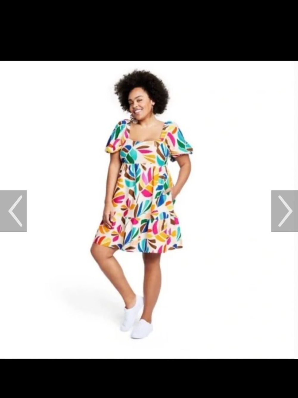Tabitha Brown for Target Multicolor Leaf-Print Puff Sleeve Dress